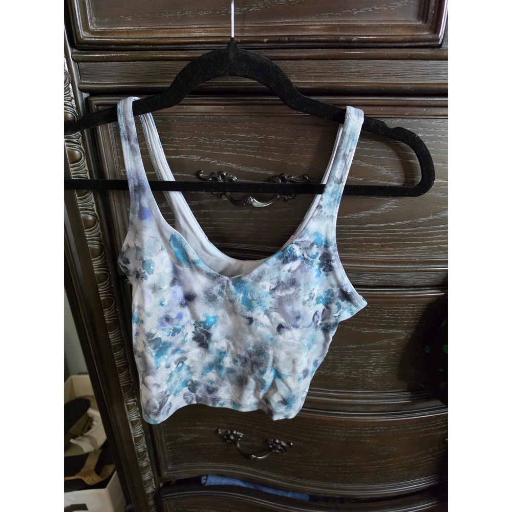 Lululemon Align Tank Top Size 6 Blue Grey Floral Watercolor Cropped Nulu Yoga
